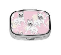 Lindo bulldog francés, pastillero con 2 compartimentos, organizador portátil