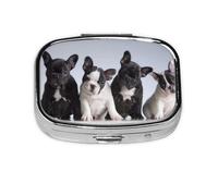 Lindo bulldog francés, pastillero con 2 compartimentos, organizador portátil