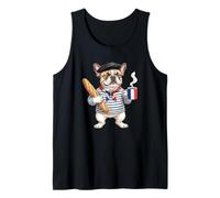 Lindo Bulldog Francés Perro Café Francia Bandera Camiseta sin Mangas