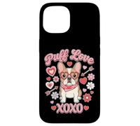 Lindo Bulldog Francés Puff Love Valentine Heart XOXO Dog Lover Carcasa para iPhone 15