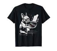 Lindo Bulldog Francés Tocando Piano Divertido Perro y Piano Amante Camiseta