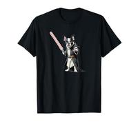 Lindo Bulldog French in a bathrobe holding a bright antorch Camiseta