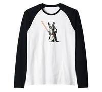 Lindo Bulldog French in a bathrobe holding a bright antorch Camiseta Manga Raglan