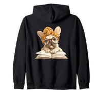 Lindo Bulldog Lectura Perro Libro Amante Animal Gráfico Sudadera con Capucha