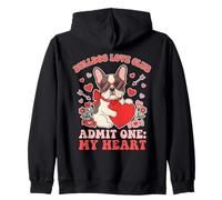 Lindo Bulldog Love Valentine Heart Pup Romántico Amante de los Perros Sudadera con Capucha