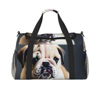 Lindo Bulldog Puppy 1 estampado de equipaje de mano para mujeres y hombres, bolsa cruzada de fin de semana para yoga, viajes, imprescindible, Negro -, Talla única