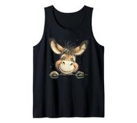 Lindo Burro Sonriente Mirando Animales De Dibujos Animados Camiseta sin Mangas
