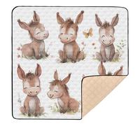 Lindo burro - Tapete acolchado suave blanco para jugar al suelo de 1 pieza para bebés y niños pequeños, 127 x 127 cm