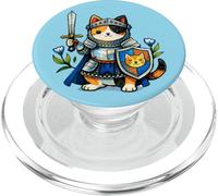 Lindo Caballero Gato Valiente fantasía ilustración PopSockets PopGrip para MagSafe