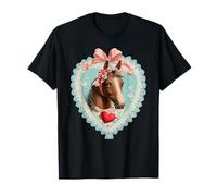 Lindo Caballo San Valentín con corazón Vintage Animal Coquette Camiseta