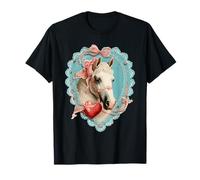 Lindo Caballo San Valentín con corazón Vintage Animal Coquette Camiseta