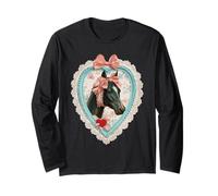 Lindo Caballo San Valentín con corazón Vintage Animal Coquette Manga Larga