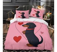 Lindo cachorro blanco Funda de Edredón 3 Piezas Impresión 3D Microfibra Suave Cremallera Oculta con Fundas de Almohada Lavables Paseo por la calle urbana Funda Edredon for jóvenes King（220x240cm）