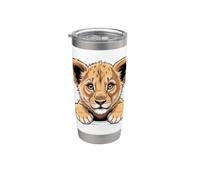 Lindo Cachorro de León Divertido Peeking Pocket Wild Animal Lover Vaso térmico de acero inoxidable de doble pared