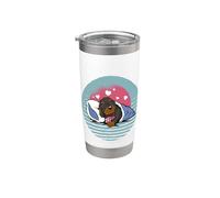 Lindo cachorro de perro salchicha se va a dormir perro Vaso térmico de acero inoxidable de doble pared