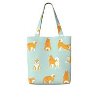 Lindo cachorro de Shiba Inu，Bolsas de supermercado reutilizables, bolsas de compras, bolsas de lona de gran capacidad, bolso de hombro