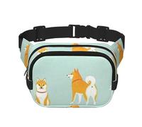 Lindo Cachorro de Shiba Inu,Riñonera Cuadrada de Doble Capa, Bolso de Viaje, Bolso Informal para el Pecho.