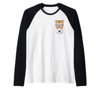 Lindo Cachorro de Tigre surcoreano en Bolsillo con Gafas de Sol Camiseta Manga Raglan