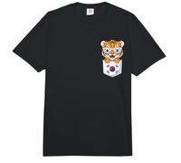 Lindo Cachorro de Tigre surcoreano en Bolsillo con Gafas de Sol Comfort Colors Adult Heavyweight T-Shirt