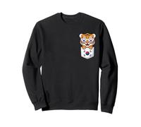 Lindo Cachorro de Tigre surcoreano en Bolsillo con Gafas de Sol Sudadera