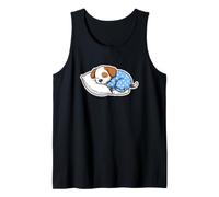 Lindo Cachorro durmiendo Abrazando Almohada Divertido Dicho Camiseta sin Mangas