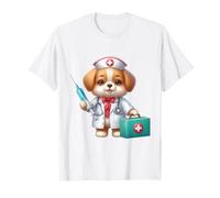 Lindo Cachorro Enfermera médico Cuidado de la Salud Amante de los Animales Camiseta