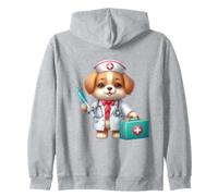 Lindo Cachorro Enfermera médico Cuidado de la Salud Amante de los Animales Sudadera con Capucha