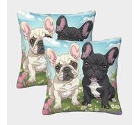 Lindo Cachorro Fundas De Cojín 2 Juego De Suave Bulldog Funda De Almohada Fundas para Cojines para Decorativo para Sala De Estar Sofás, Cama 45x45cm