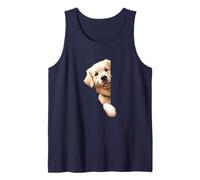 Lindo cachorro golden retriever mirando alrededor de la esquina, amante de los perros Camiseta sin Mangas
