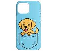 Lindo cachorro Golden Retriever Pocket Pal, divertido perro Retriever Carcasa para iPhone 16 Pro Max