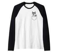 Lindo cachorro Husky Pocket Pal Funny Husky Dog Lover Art Camiseta Manga Raglan
