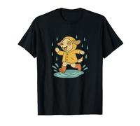 Lindo cachorro jugando bajo la lluvia Paraguas Adorable abrigo impermeable Camiseta