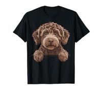 Lindo Cachorro Labradoodle con Forma de Garabato Que se asoma Camiseta