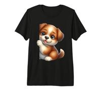Lindo Cachorro Mirando Adorable Arte Animal Camiseta Premium