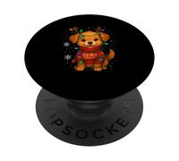 Lindo Cachorro navideño con Luces y astas | Vacaciones PopSockets PopGrip Adhesivo