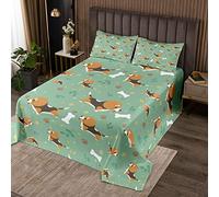 Lindo cachorro perro edredón tamaño S dibujos animados hueso pata impresión Kawaii animales Coverlet Set para niños niños decoración dormitorio decoración verde hojas planta microfibra suave acolchado