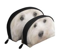 Lindo Cachorro Westie, Bolsa de Maquillaje de Concha, Monedero pequeño para Mujer, Bolsa de artículos de tocador, Bolsa de cosméticos, 2 Piezas