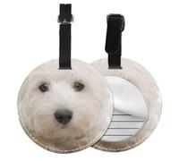 Lindo cachorro westie,Etiquetas de equipaje de cuero sintético con nombre, etiquetas de viaje duraderas, 2 unidades