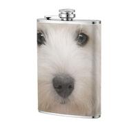Lindo cachorro westie,Frasco de acero inoxidable 304 de 8 oz con funda de cuero sintético, frasco de bolsillo para licor plano para exteriores