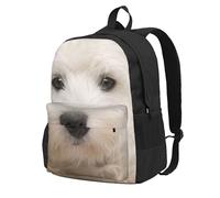 Lindo cachorro Westie,Mochila con bolsillos, mochila informal para el día a día, resistente al agua, ideal para la escuela, viajes