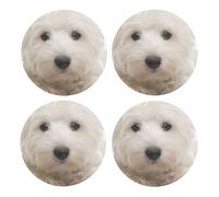 Lindo Cachorro Westie,Posavasos Redondos de Corcho MDF, Almohadilla para Tazas, Juego de 4 Posavasos para Bebidas