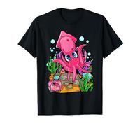 Lindo Calamar de Dibujos Animados Kawaii Océano Animal Vida Marina Vida Marina Camiseta