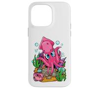 Lindo Calamar de Dibujos Animados Kawaii Océano Animal Vida Marina Vida Marina Carcasa para iPhone 14 Pro MAX