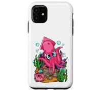 Lindo Calamar de Dibujos Animados Kawaii Océano Animal Vida Marina Vida Marina Carcasa para iPhone 11