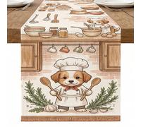 Lindo camino de mesa de perro chef, decoración de cocina elegante para el hogar comedor, perfecto para reuniones familiares y celebraciones de vacaciones, 33 x 183 cm