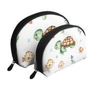 Lindo Cangrejo Tortuga Marina Acuarela, Bolsa de Maquillaje de Concha, Monedero pequeño para Mujer, Bolsa de artículos de tocador, Bolsa de cosméticos, 2 Piezas