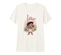 Lindo caniche Parisino con la Torre Eiffel Bonjour French Boys Camiseta Premium