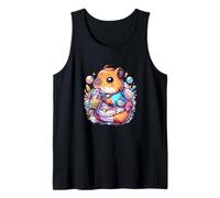 Lindo Capibara Beber Boba Tea Anime Japonés Té Burbuja Camiseta sin Mangas