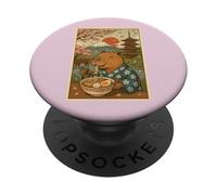 Lindo Capibara Comiendo Ramen Japón Sakura Monte Fuji Pagoda PopSockets PopGrip Adhesivo