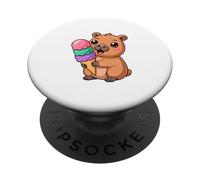 Lindo Capibara Sosteniendo Un Trato De Triple Cucharada PopSockets PopGrip Adhesivo